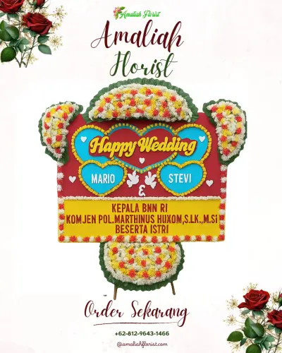 Karangan Papan Bunga Pernikahan di Randugunting